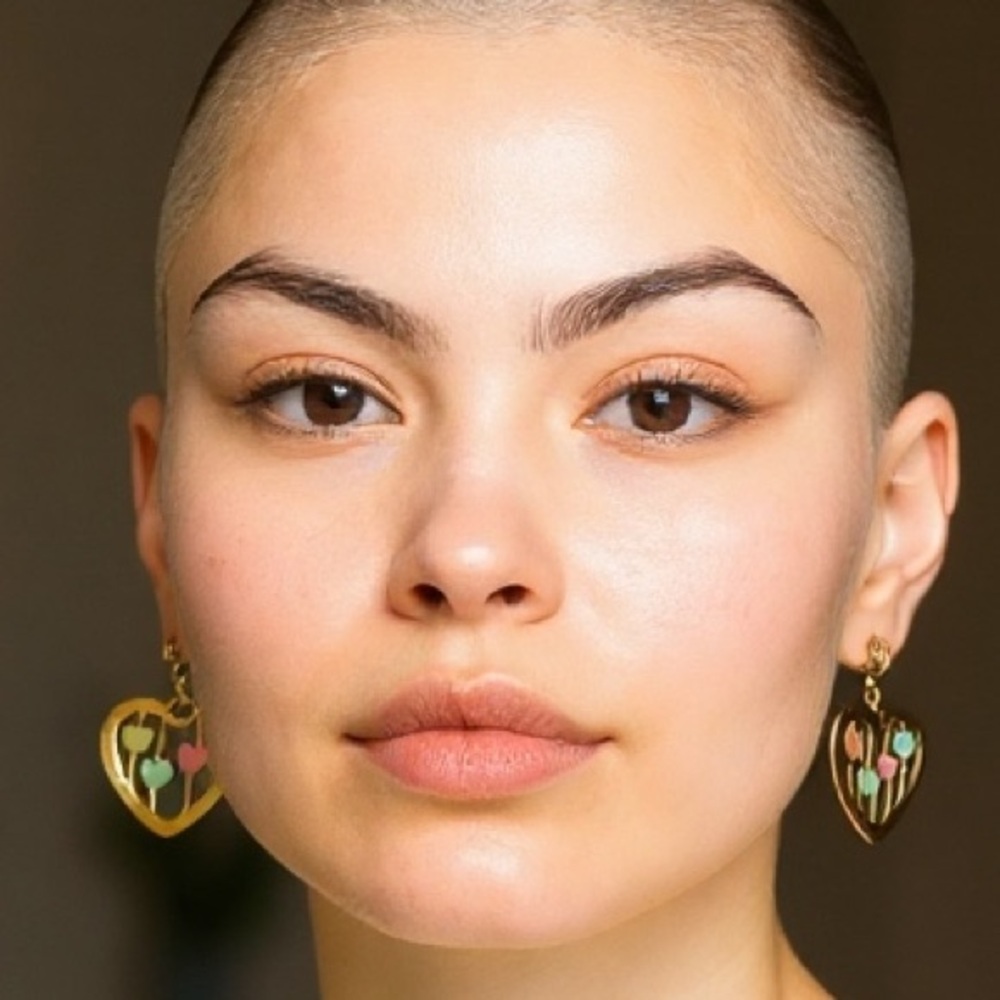 Lacoste Gold Heart Earrings with Colorful Accents